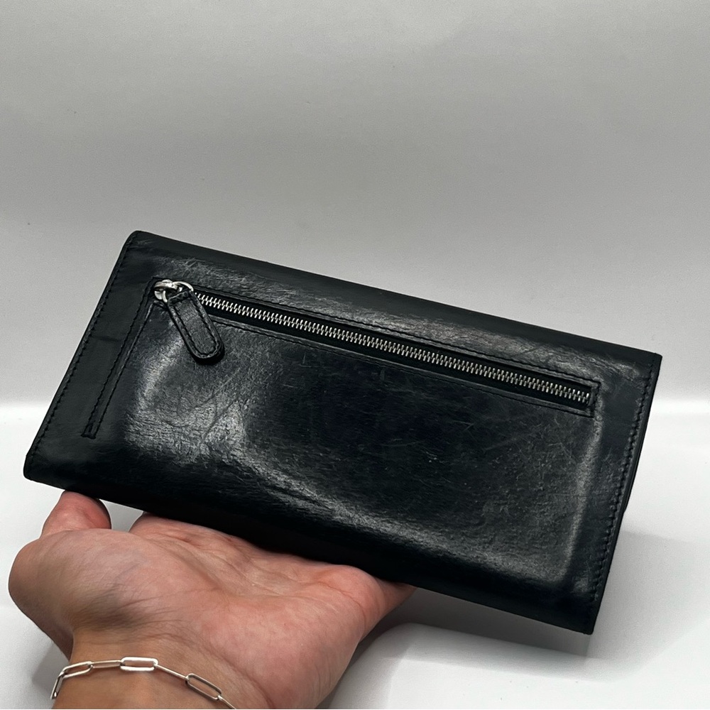Coach Black Leather Slim Wallet with Silver Logo Plaque - Picture 4 of 7